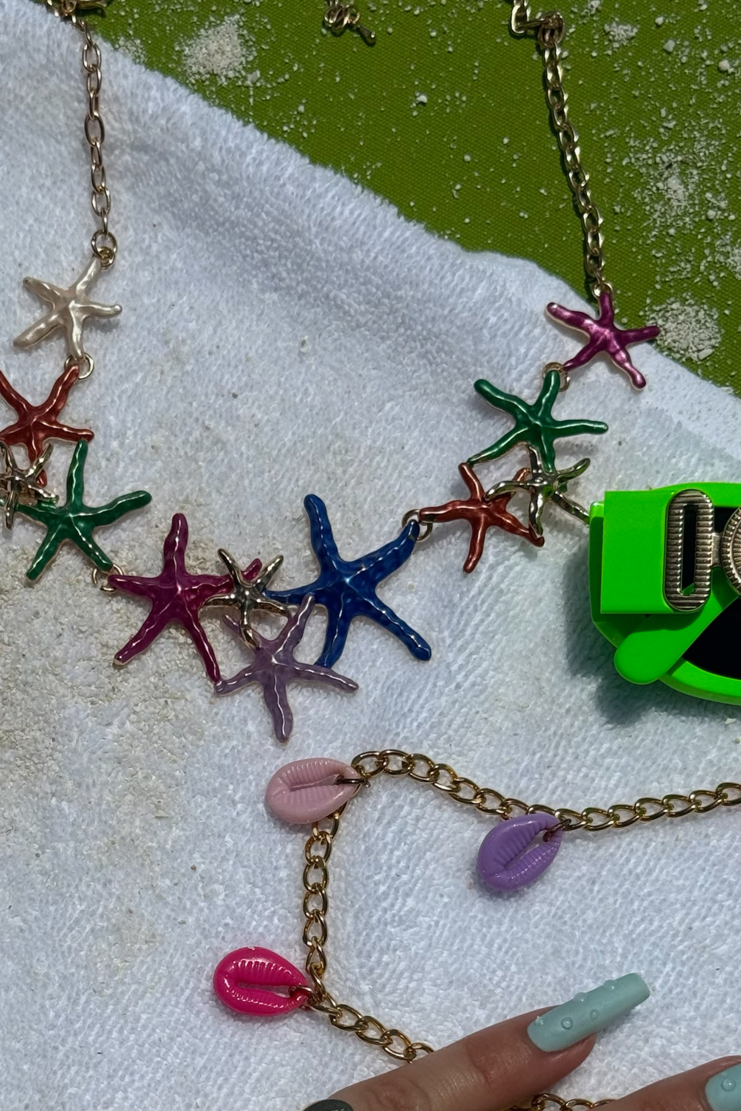 MULTI STARFISH NECKLACE AND EARRING SET