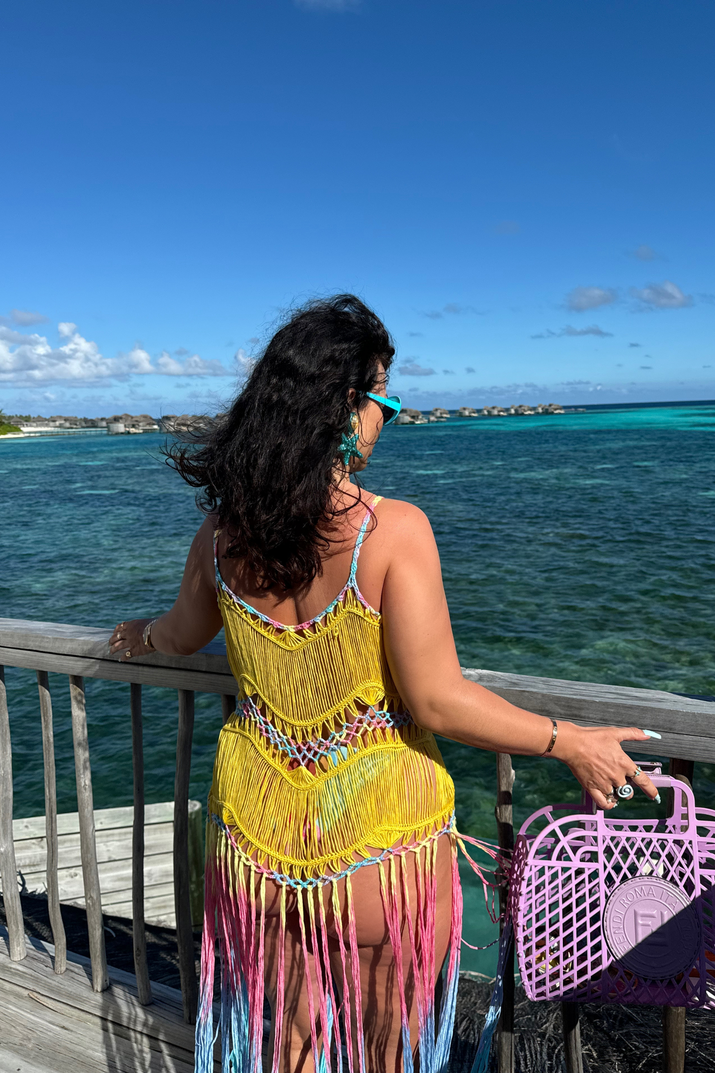 YELLOW CROCHET TASSEL BEACH DRESS