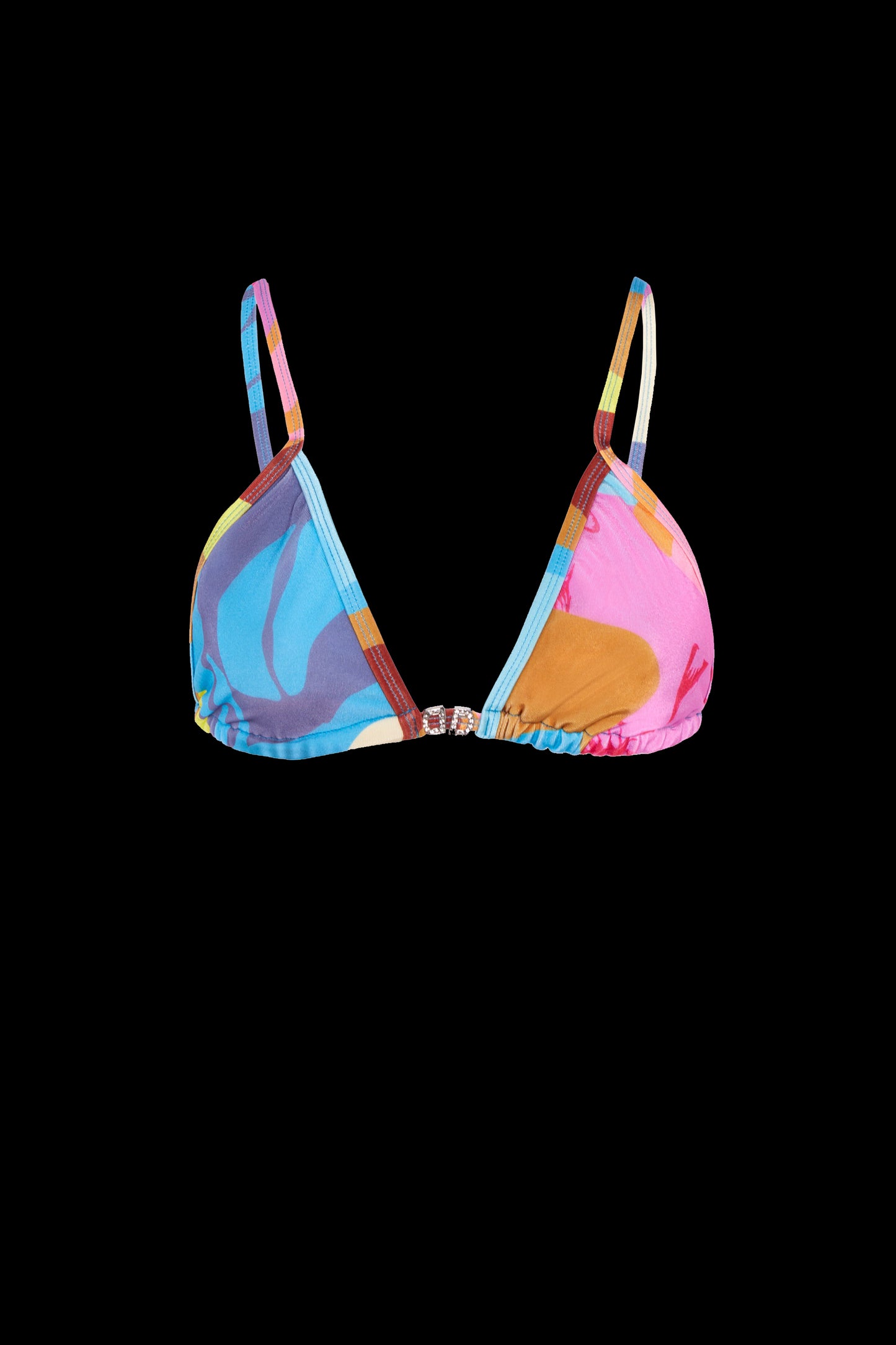 ABSTRACT PRINT BIKINI TOP WITH DIAMANTE DETAIL