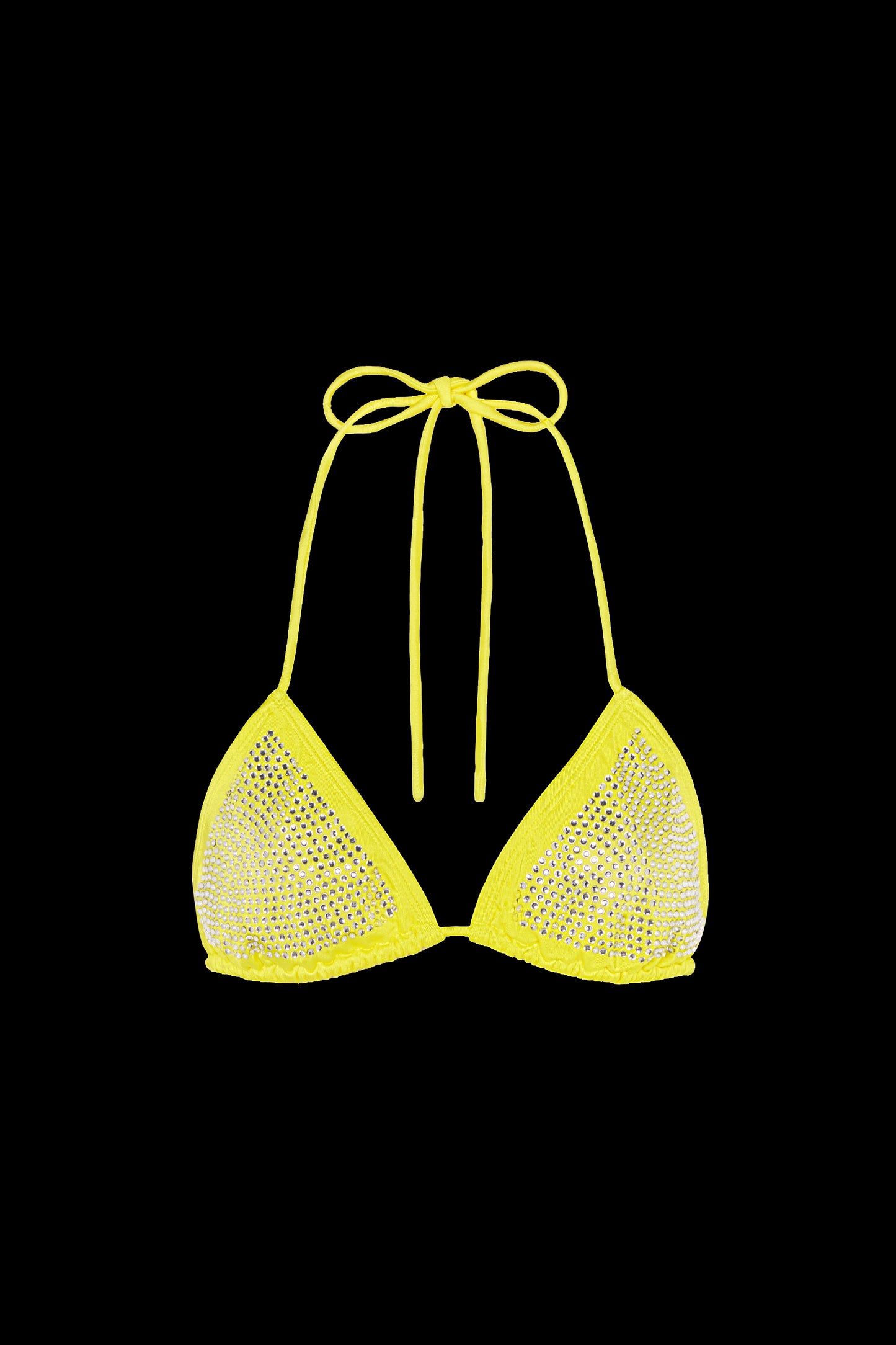 YELLOW DIAMANTE EMBELLISHED BIKINI TOP