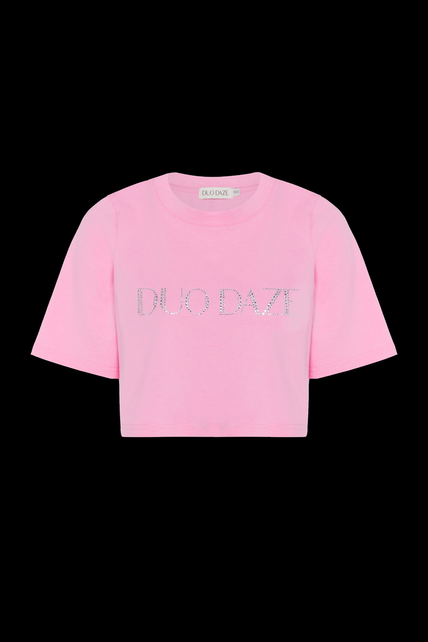 CANDY PINK DIAMANTE LOGO CROP T SHIRT