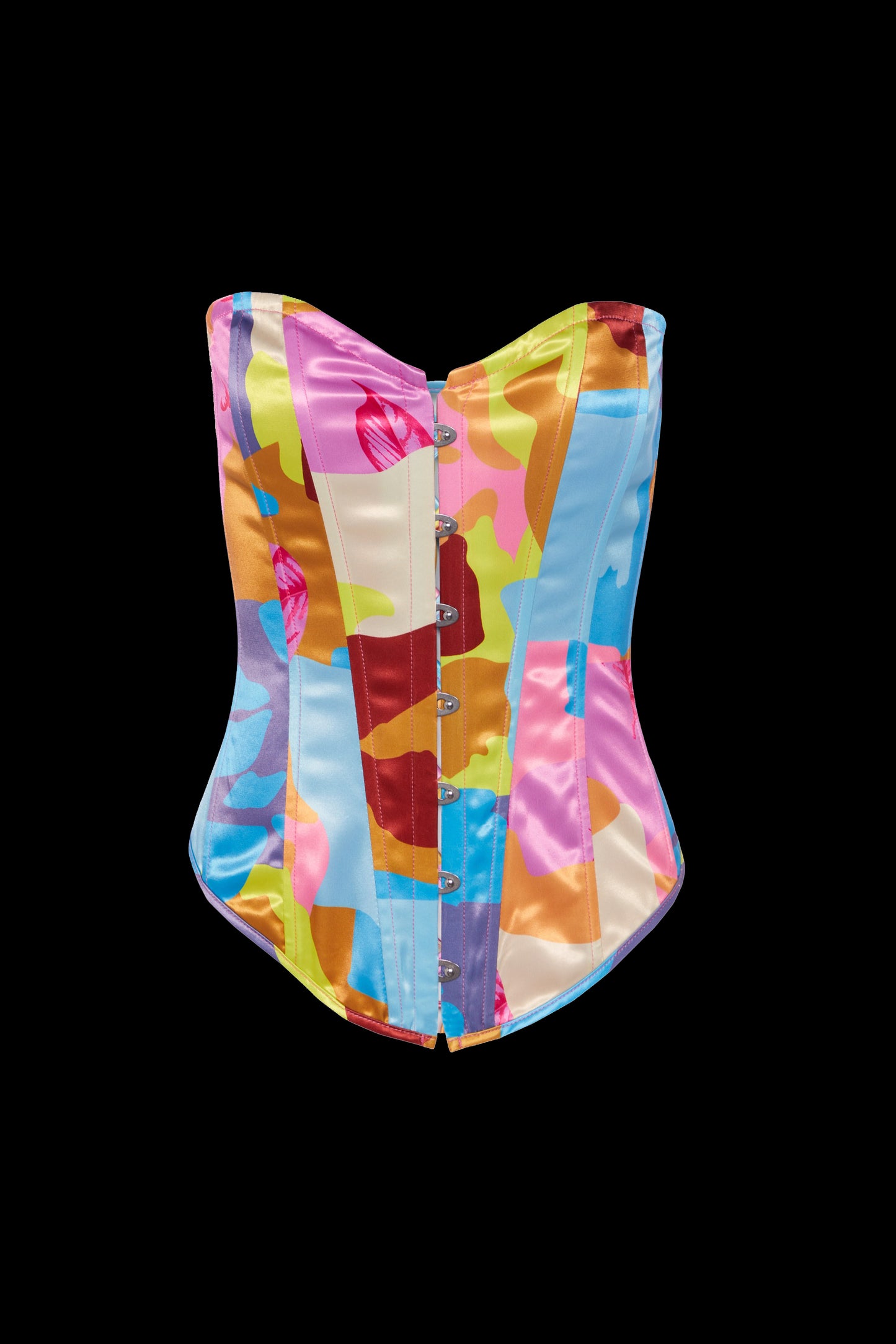 ABSTRACT PRINT SATIN CORSET