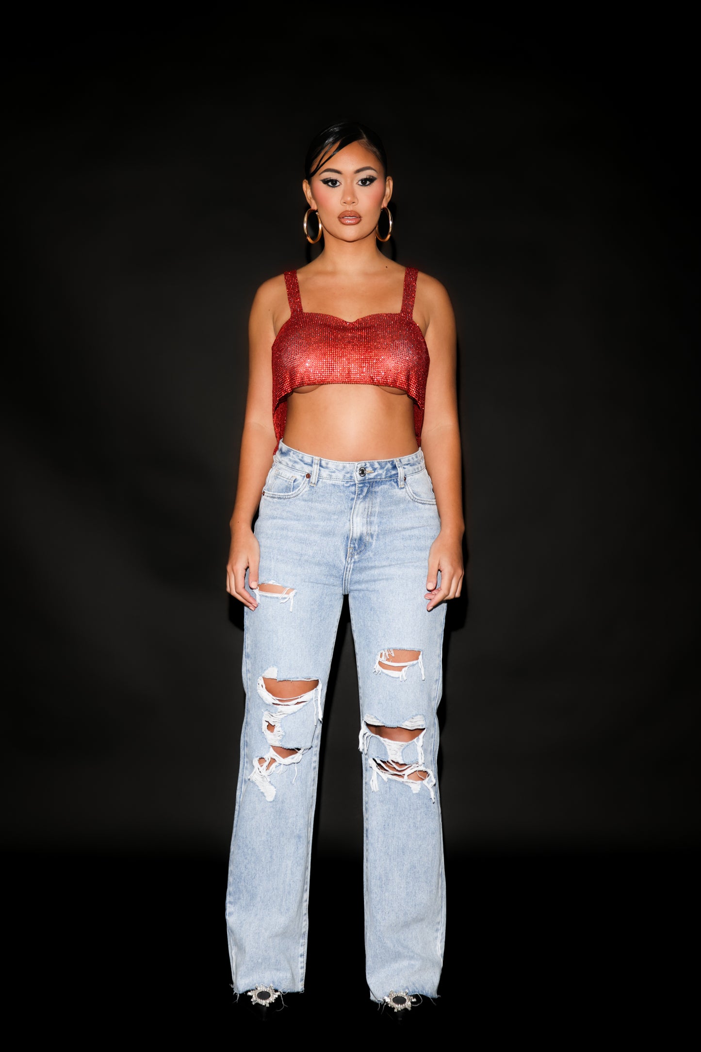 RED DIAMANTE CROP TOP