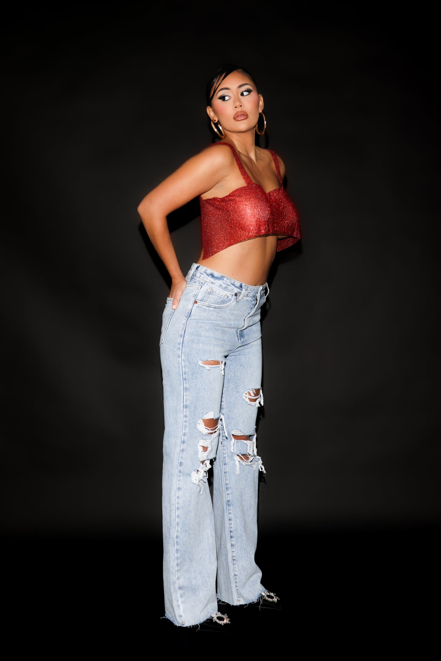 RED DIAMANTE CROP TOP